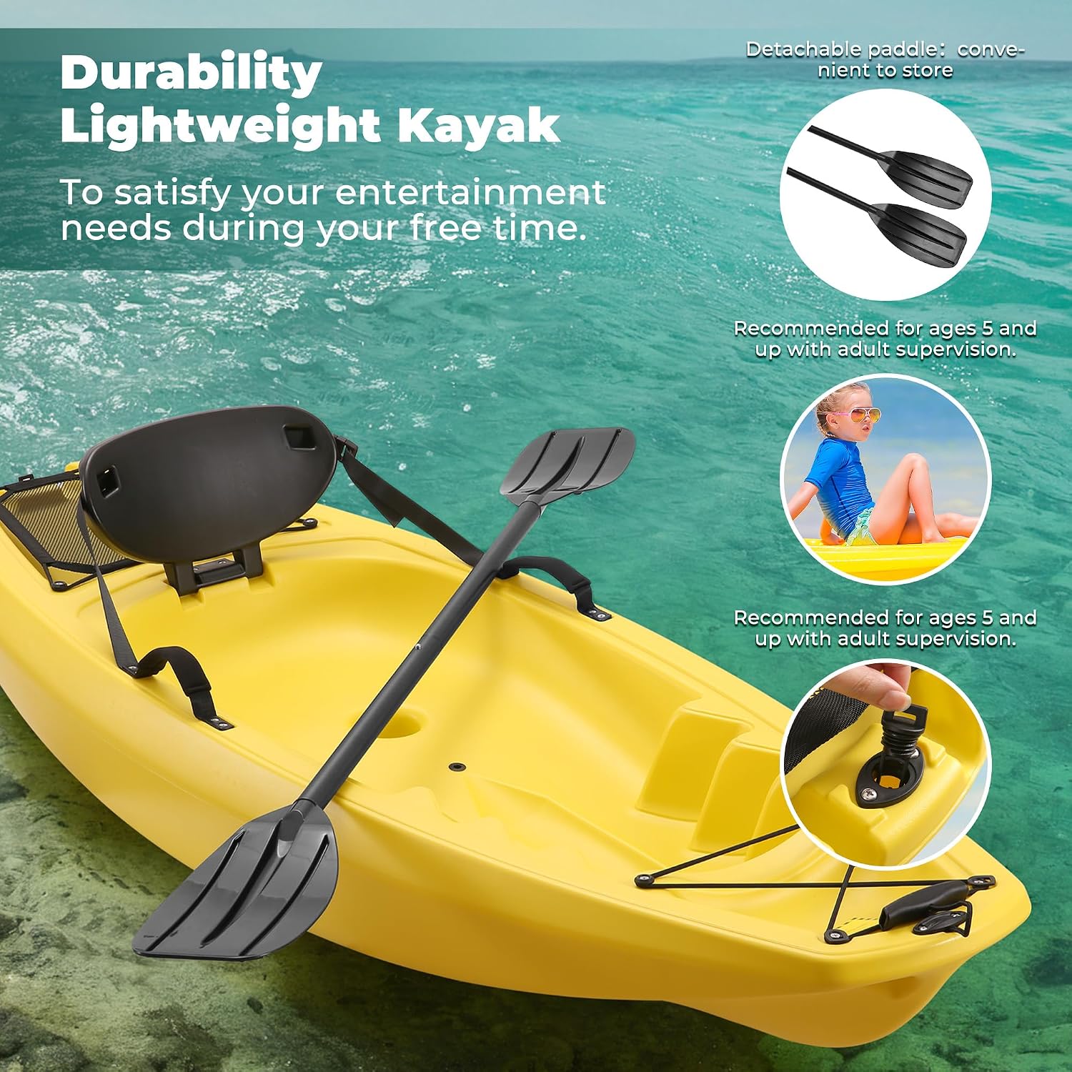 Kayak with Paddle 6.5 FT Recre - огляд і ціна Fishing Kayak Paddle